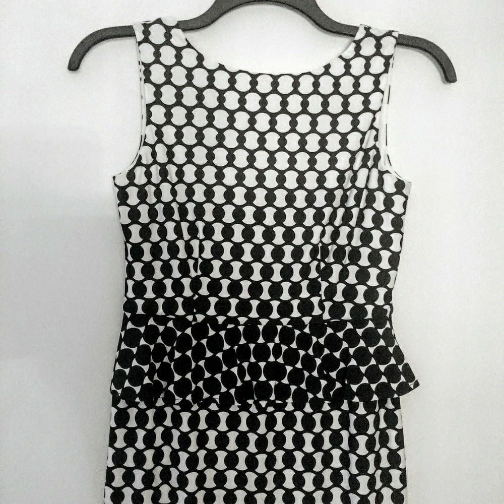 DRESS - Black & White Peplum Flair Dres
